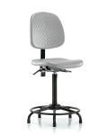 Polyurethane Chair with Round Tube Base - High Bench Height with Medium Back & Stationary Glides in Gray Polyurethane PHBCH-MB-RT-T0-A0-RG-GRY