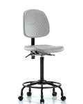 Polyurethane Chair with Round Tube Base - High Bench Height with Medium Back, Seat Tilt, & Casters in Gray Polyurethane PHBCH-MB-RT-T1-A0-RC-GRY