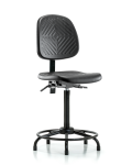 Polyurethane Chair with Round Tube Base - High Bench Height with Medium Back, Seat Tilt, & Stationary Glides in Black Polyurethane PHBCH-MB-RT-T1-A0-RG-BLK