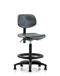 Polyurethane Chair - High Bench Height with Black Foot Ring & Stationary Glides in Black Polyurethane PHBCH-RG-T0-A0-BF-RG-BLK