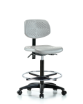 Polyurethane Chair - High Bench Height with Chrome Foot Ring & Casters in Gray Polyurethane PHBCH-RG-T0-A0-CF-RC-GRY