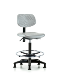 Polyurethane Chair - High Bench Height with Chrome Foot Ring & Stationary Glides in Gray Polyurethane PHBCH-RG-T0-A0-CF-RG-GRY