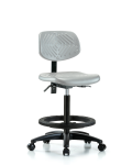 Polyurethane Chair - High Bench Height with Seat Tilt, Black Foot Ring, & Casters in Gray Polyurethane PHBCH-RG-T1-A0-BF-RC-GRY