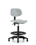 Polyurethane Chair - High Bench Height with Seat Tilt, Black Foot Ring, & Stationary Glides in Gray Polyurethane PHBCH-RG-T1-A0-BF-RG-GRY