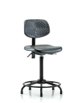 Polyurethane Chair Round Tube Base - High Bench Height with Stationary Glides in Black Polyurethane PHBCH-RT-T0-A0-RG-BLK