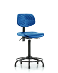 Polyurethane Chair Round Tube Base - High Bench Height with Stationary Glides in Blue Polyurethane PHBCH-RT-T0-A0-RG-BLU