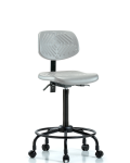 Polyurethane Chair Round Tube Base - High Bench Height with Seat Tilt & Casters in Gray Polyurethane PHBCH-RT-T1-A0-RC-GRY