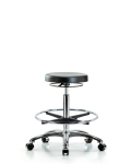 Polyurethane Stool Chrome - High Bench Height with Chrome Foot Ring & Casters PHBSO-CR-CF-CC