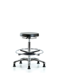 Polyurethane Stool Chrome - High Bench Height with Chrome Foot Ring & Stationary Glides PHBSO-CR-CF-RG