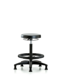 Polyurethane Stool - High Bench Height with Black Foot Ring & Stationary Glides PHBSO-RG-BF-RG
