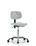 Polyurethane Chair Chrome - Medium Bench Height with Casters in Gray Polyurethane PMBCH-CR-T0-A0-NF-CC-GRY