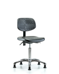 Polyurethane Chair Chrome - Medium Bench Height with Stationary Glides in Black Polyurethane PMBCH-CR-T0-A0-NF-RG-BLK