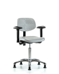 Polyurethane Chair Chrome - Medium Bench Height with Adjustable Arms & Stationary Glides in Gray Polyurethane PMBCH-CR-T0-A1-NF-RG-GRY