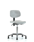 Polyurethane Chair Chrome - Medium Bench Height with Seat Tilt & Stationary Glides in Gray Polyurethane PMBCH-CR-T1-A0-NF-RG-GRY