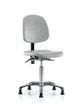 Polyurethane Chair Chrome - Medium Bench Height with Medium Back & Stationary Glides in Gray Polyurethane PMBCH-MB-CR-T0-A0-NF-RG-GRY