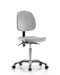 Polyurethane Chair Chrome - Medium Bench Height with Medium Back, Seat Tilt, & Casters in Gray Polyurethane PMBCH-MB-CR-T1-A0-NF-CC-GRY