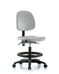 Polyurethane Chair - Medium Bench Height with Medium Back, Black Foot Ring, & Casters in Gray Polyurethane PMBCH-MB-RG-T0-A0-BF-RC-GRY