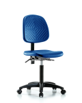 Polyurethane Chair - Medium Bench Height with Medium Back & Casters in Blue Polyurethane PMBCH-MB-RG-T0-A0-NF-RC-BLU
