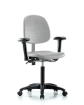 Polyurethane Chair - Medium Bench Height with Medium Back, Adjustable Arms, & Casters in Gray Polyurethane PMBCH-MB-RG-T0-A1-NF-RC-GRY