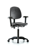 Polyurethane Chair - Medium Bench Height with Medium Back, Adjustable Arms, & Stationary Glides in Black Polyurethane PMBCH-MB-RG-T0-A1-NF-RG-BLK