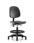 Polyurethane Chair - Medium Bench Height with Medium Back, Seat Tilt, Black Foot Ring, & Stationary Glides in Black Polyurethane PMBCH-MB-RG-T1-A0-BF-RG-BLK