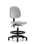 Polyurethane Chair - Medium Bench Height with Medium Back, Seat Tilt, Black Foot Ring, & Stationary Glides in Gray Polyurethane PMBCH-MB-RG-T1-A0-BF-RG-GRY