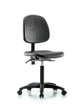 Polyurethane Chair - Medium Bench Height with Medium Back, Seat Tilt, & Casters in Black Polyurethane PMBCH-MB-RG-T1-A0-NF-RC-BLK
