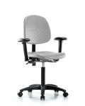 Polyurethane Chair - Medium Bench Height with Medium Back, Seat Tilt, Adjustable Arms, & Casters in Gray Polyurethane PMBCH-MB-RG-T1-A1-NF-RC-GRY