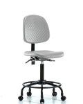 Polyurethane Chair with Round Tube Base - Medium Bench Height with Medium Back & Casters in Gray Polyurethane PMBCH-MB-RT-T0-A0-RC-GRY