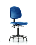 Polyurethane Chair with Round Tube Base - Medium Bench Height with Medium Back, Seat Tilt, & Stationary Glides in Blue Polyurethane PMBCH-MB-RT-T1-A0-RG-BLU