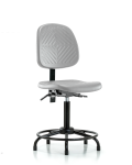 Polyurethane Chair with Round Tube Base - Medium Bench Height with Medium Back, Seat Tilt, & Stationary Glides in Gray Polyurethane PMBCH-MB-RT-T1-A0-RG-GRY