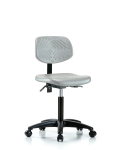 Polyurethane Chair - Medium Bench Height with Casters in Gray Polyurethane PMBCH-RG-T0-A0-NF-RC-GRY