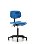 Polyurethane Chair - Medium Bench Height with Stationary Glides in Blue Polyurethane PMBCH-RG-T0-A0-NF-RG-BLU