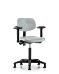 Polyurethane Chair - Medium Bench Height with Adjustable Arms & Stationary Glides in Gray Polyurethane PMBCH-RG-T0-A1-NF-RG-GRY