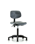 Polyurethane Chair - Medium Bench Height with Seat Tilt & Stationary Glides in Black Polyurethane PMBCH-RG-T1-A0-NF-RG-BLK