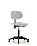 Polyurethane Chair - Medium Bench Height with Seat Tilt & Stationary Glides in Gray Polyurethane PMBCH-RG-T1-A0-NF-RG-GRY