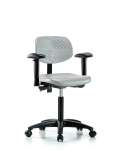 Polyurethane Chair - Medium Bench Height with Seat Tilt, Adjustable Arms, & Casters in Gray Polyurethane PMBCH-RG-T1-A1-NF-RC-GRY