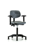 Polyurethane Chair - Medium Bench Height with Seat Tilt, Adjustable Arms, & Stationary Glides in Black Polyurethane PMBCH-RG-T1-A1-NF-RG-BLK