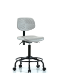Polyurethane Chair Round Tube Base - Medium Bench Height with Casters in Gray Polyurethane PMBCH-RT-T0-A0-RC-GRY