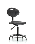 Polyurethane Chair Round Tube Base - Medium Bench Height with Stationary Glides in Black Polyurethane PMBCH-RT-T0-A0-RG-BLK