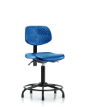 Polyurethane Chair Round Tube Base - Medium Bench Height with Seat Tilt & Stationary Glides in Blue Polyurethane PMBCH-RT-T1-A0-RG-BLU
