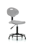 Polyurethane Chair Round Tube Base - Medium Bench Height with Seat Tilt & Stationary Glides in Gray Polyurethane PMBCH-RT-T1-A0-RG-GRY