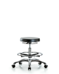 Polyurethane Stool Chrome - Medium Bench Height with Chrome Foot Ring & Casters PMBSO-CR-CF-CC