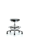 Polyurethane Stool Chrome - Medium Bench Height with Chrome Foot Ring & Stationary Glides PMBSO-CR-CF-RG
