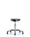 Polyurethane Stool Chrome - Medium Bench Height with Stationary Glides PMBSO-CR-NF-RG