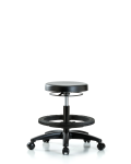 Polyurethane Stool - Medium Bench Height with Black Foot Ring & Stationary Glides PMBSO-RG-BF-RC