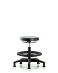 Polyurethane Stool - Medium Bench Height with Black Foot Ring & Stationary Glides PMBSO-RG-BF-RG