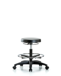 Polyurethane Stool - Medium Bench Height with Chrome Foot Ring & Stationary Glides PMBSO-RG-CF-RC