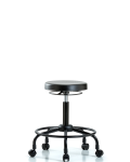 Polyurethane Stool - Medium Bench Height with Round Tube Base & Casters PMBSO-RT-RC