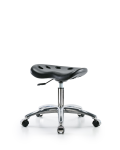 Polyurethane Tractor Stool Chrome - Desk Height with Chrome Casters in Black Polyurethane PTDHSL-CR-CC-BLK